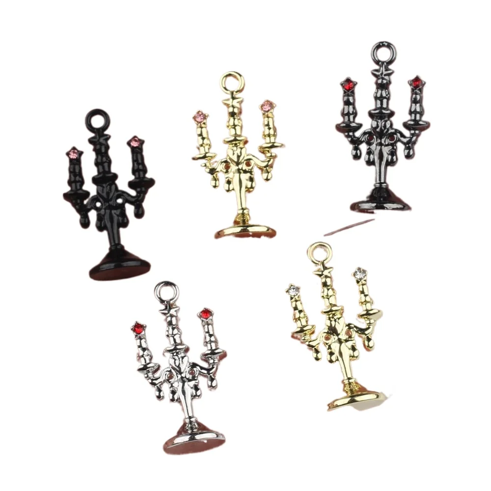 10pcs/lot 12*22MM Zinc Alloy Rhinestone Inlaid Candlestick Pendant Charms DIY Necklace Bracelet Earrings Accessories