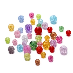 20/30Pcs 8/12mm Colorful Cracked Round Acrylic Beads Ice Cracked Spacer Beads for DIY Bracelet Jewelry Making Accessories