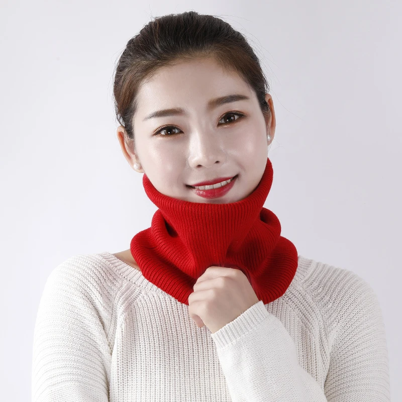 Women\'s Wool Knitted Neckerchief Winter Cashmere Soft Warm Ring Scarf Neck Warmer Multifunctional Headband Turtleneck FakeCollar