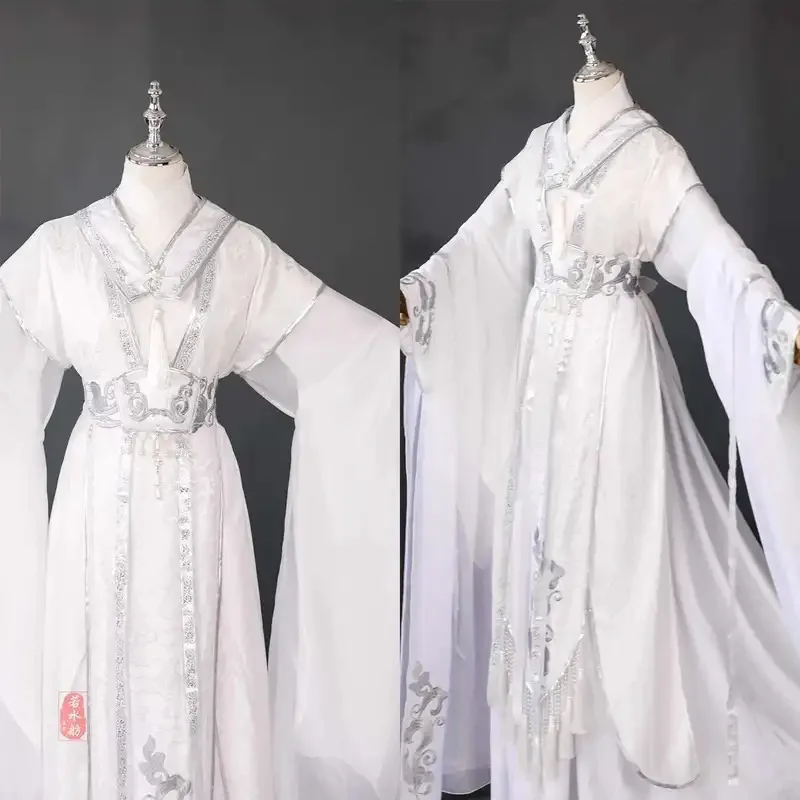 DY20Ancient Han Fu Halloween White Cosplay Anime Dao Mo To Shi Cosplay Costume Mo Dao Zu Shi Cosplay Teenager Lan WangJi Costume