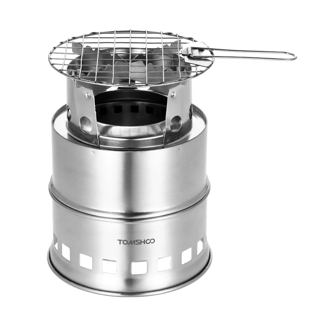 

Portable Folding Windproof Wood Burning Stove Compact Stainless Steel Alcohol Stove Outdoor Camping Hiki Backpacking Picnic BBQ