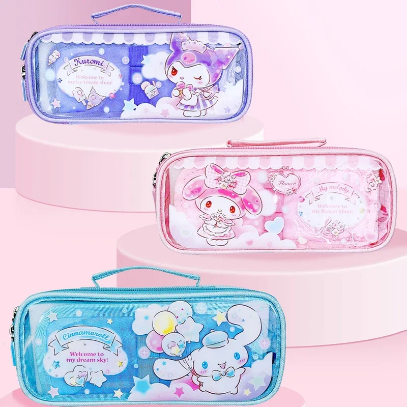 

Sanrio Kawaii My Melody Multifunctional Pencil Case Kuromi Cinnamoroll Anime Cartoon Exquisite School Students Stationery Bags