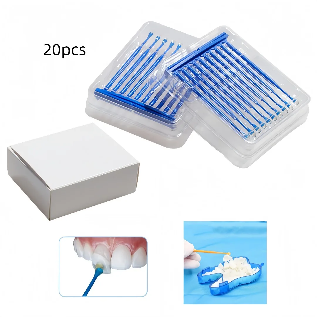 20pc Dental Adhesive Tip Applicator Dental Crown Disposable Adhesive Rod Teeth Inlay Adhesive Stick Dental Porcelain Veneer Tool