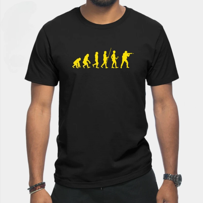 New Short-sleeved T-shirt The History of Human Evolution Military-style Printed Short-sleeved T-shirt Cotton T-shirt