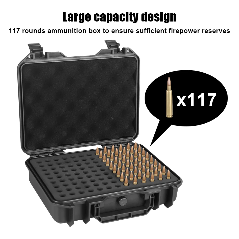Tactical Ammo Box Storage Case 117 Rounds Bullets Organizer Case .223 5.56mm 7.62x39mm Ammo Can  Rifle Cartridge Storage Case