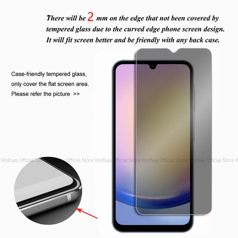 2/4PCS Privacy Screen Protector For Samsung Galaxy A25 Anti-Spy Tempered Glass Samsung Galaxy A25 Phone Glass Samsung Galaxy A25