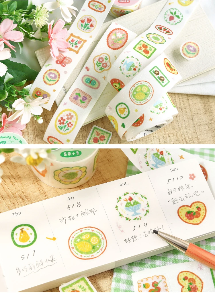 1–6 Rollen Washi-Tapes im frischen und süßen Stil, Scrapbooking-Aufkleber, Material, perfekt für Bastelarbeiten, DIY, Scrapbooking, Journaling-Zubehör – Detail 6