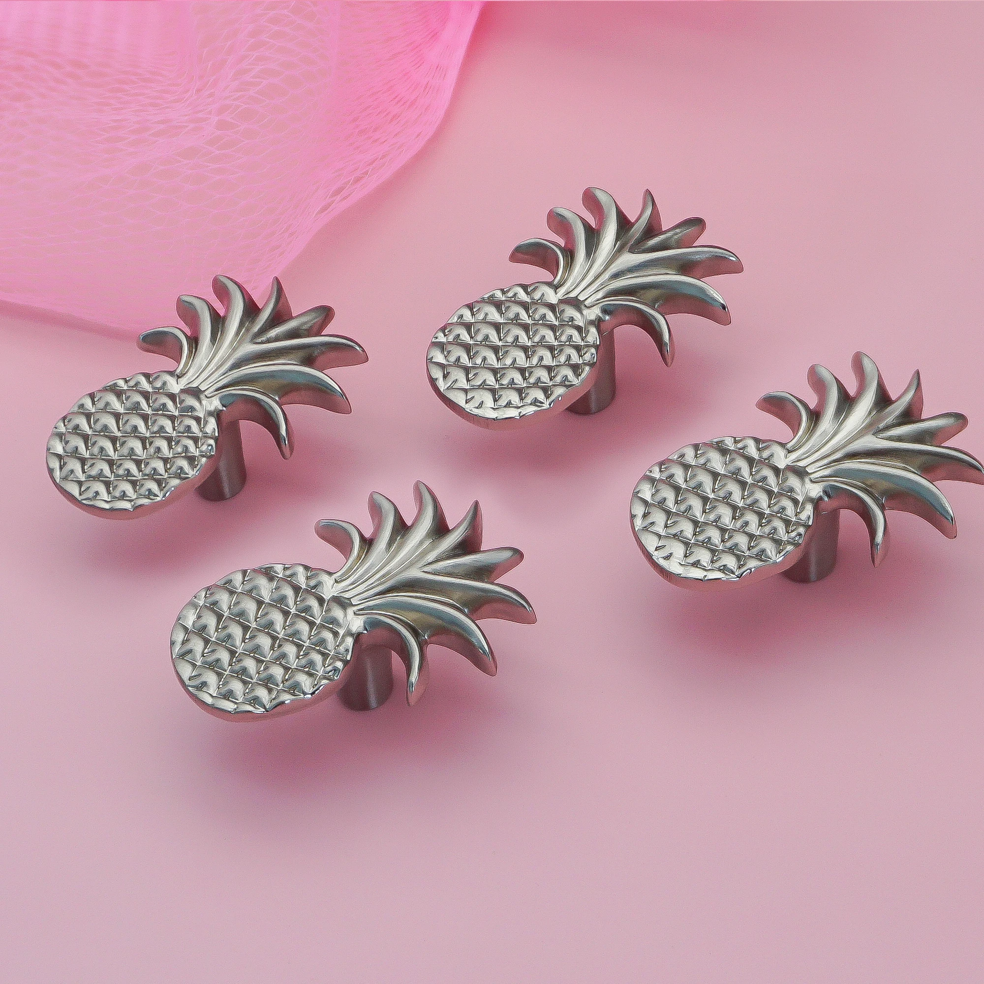 Pineapple Shape Cabinet Knobs Creative Furniture Handles Home Decor Wardrobe Pulls Nickel Steel Drawer Handle Door Knob Hardware