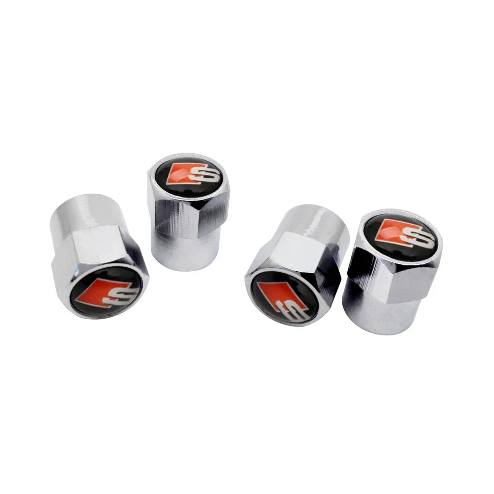 Alloy Car Tire Stem Valve Caps Covers for Sline A3 A6 A4 A5 A7 RS4 RS5 RS6 RS3 RS7 A4L A6L S3 S6 S5 S7 S4 Emblem