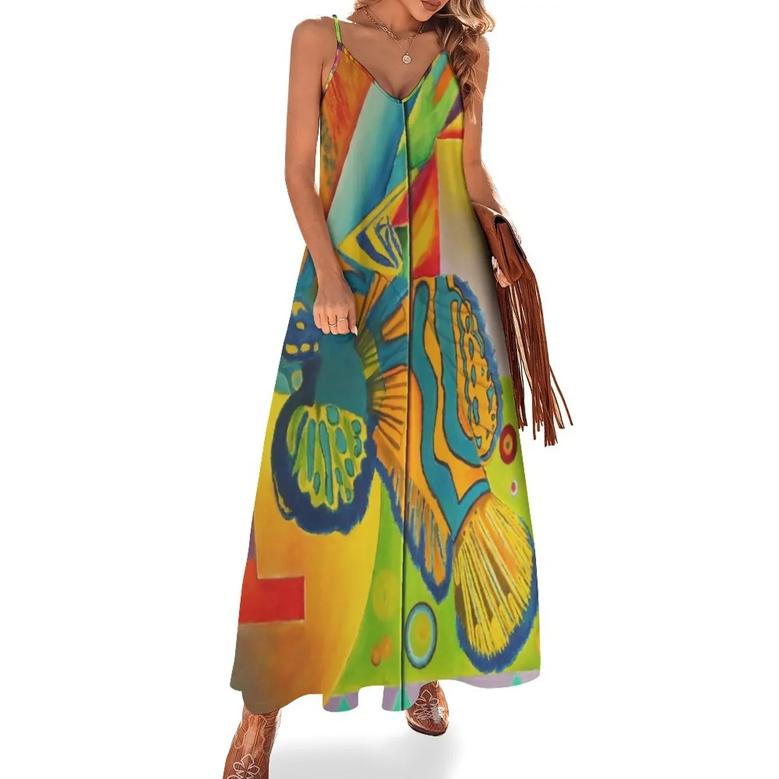 

Vincent Mandarin Gobi Fish Sleeveless Dress dresses for women Women's long dress