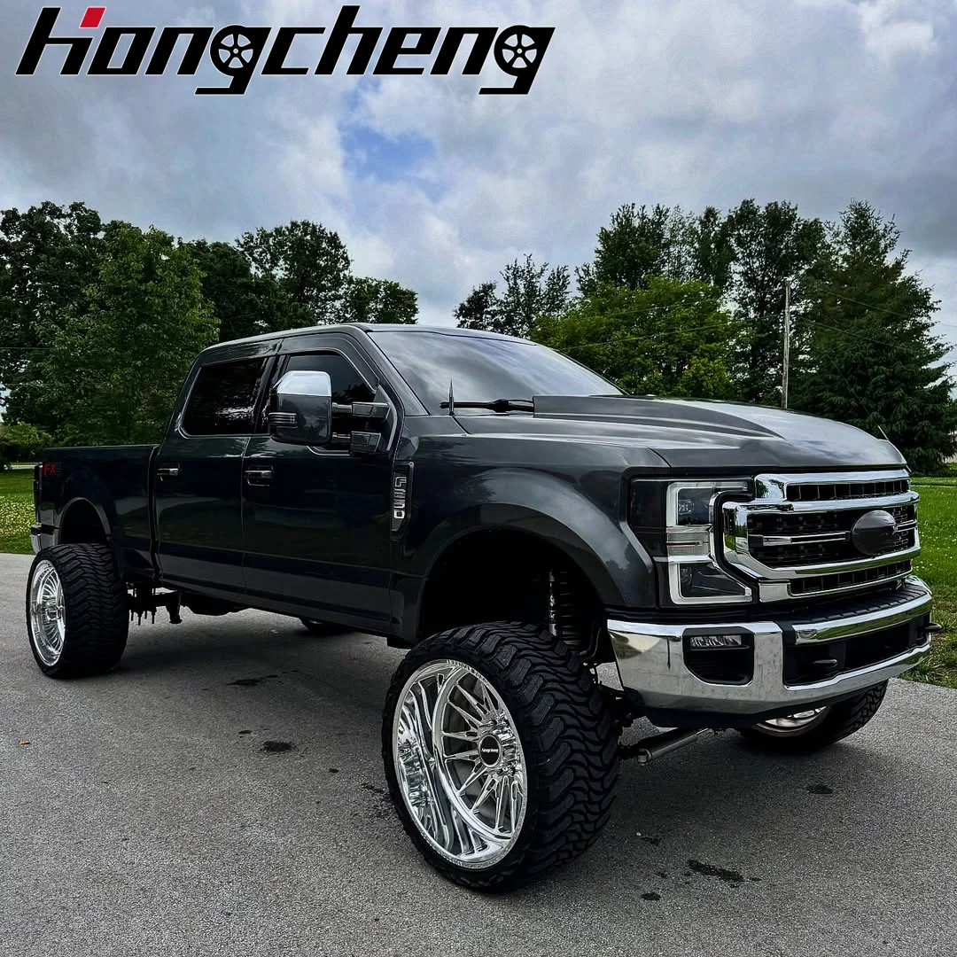 New style Hongcheng Forged Aluminum Alloy Wheels Polished Silver Deep Lip For Truck For Ford For F250 For F350 For Silverado 150