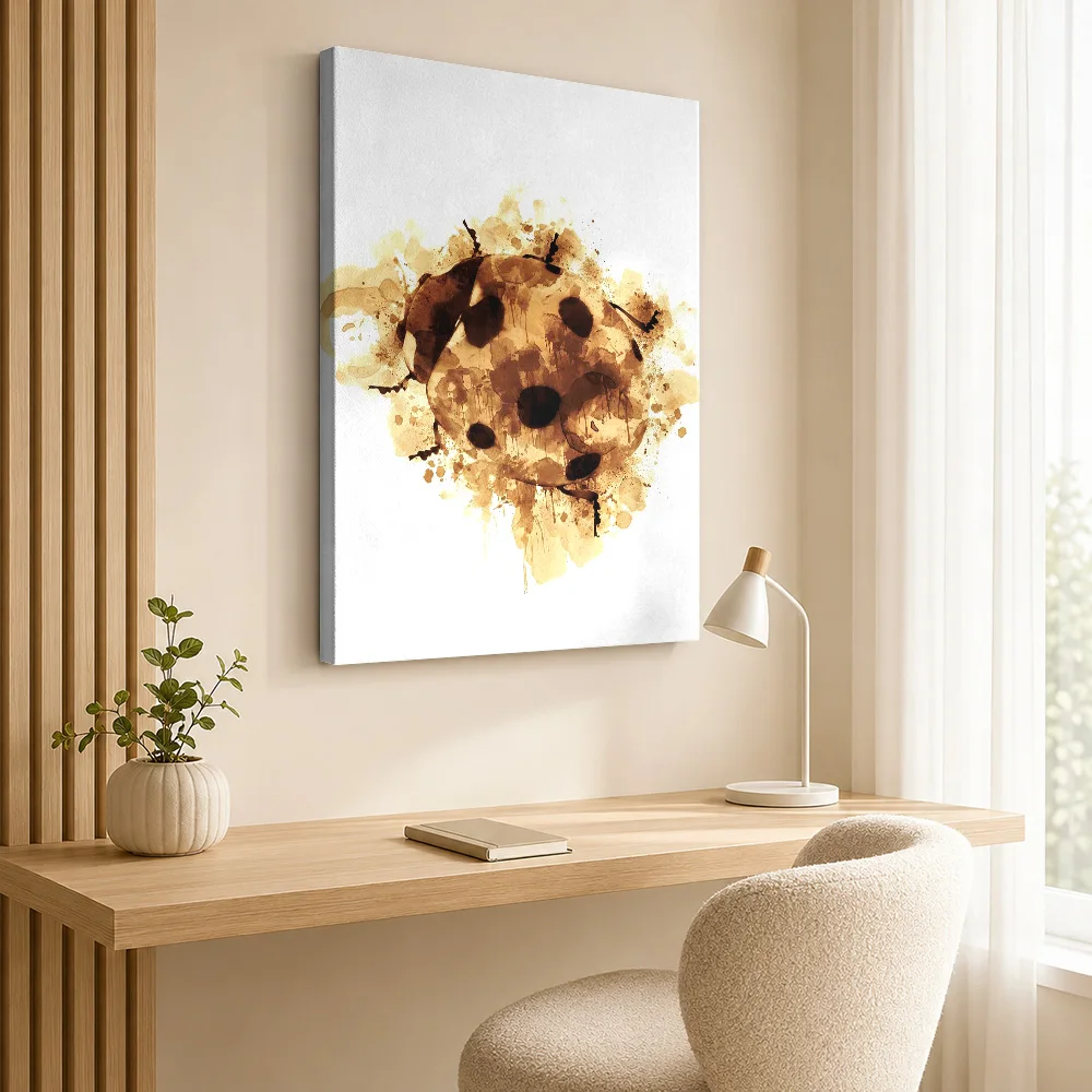 Pug Face With Coffee Splashes Framed Canvas Print Personalized Photo Sepia Splash Illustration Wall Art For Cafe Seating Area