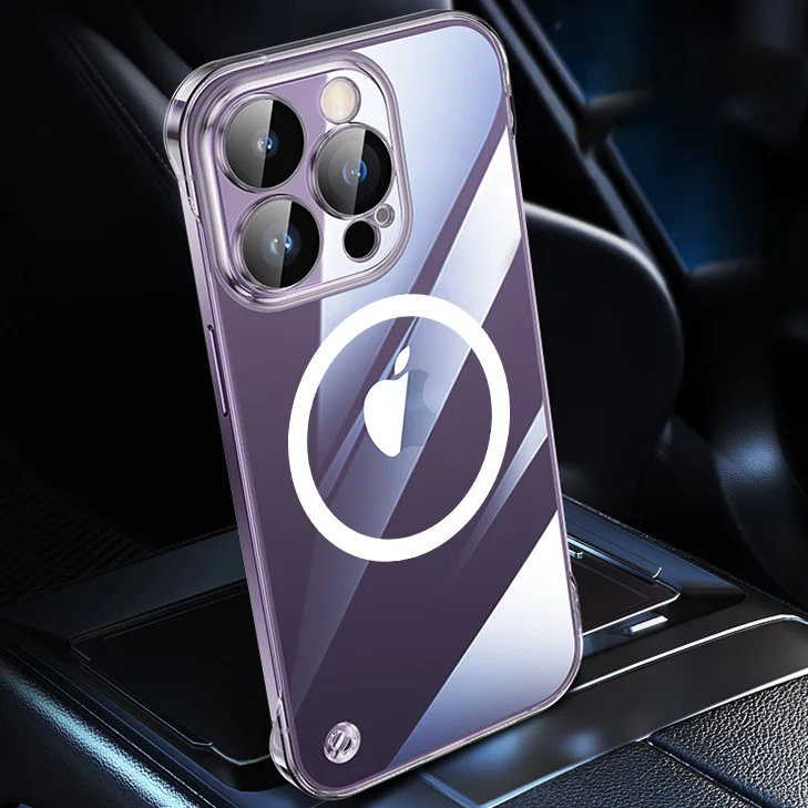 Luxuriöse, rahmenlose, magnetische Hülle mit Plating-Optik für Magsafe, dünne Schutzhülle für iPhone 16, 17, 13, 18 Pro Plus Max, kabelloses Laden, transparente, schlanke PC-Hülle – Detail 27