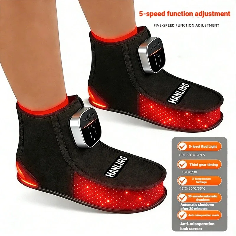 Infrared Heated Shoes 660nm & 850nm Near‑Infrared LED Wearable Foot Ankle Care Boots, Home Use Muscle Relax Foot Relief Device