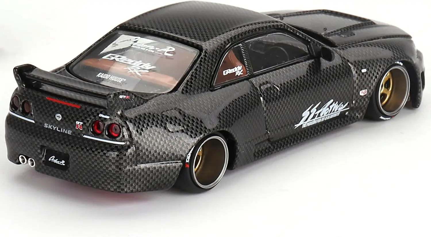 Skyline R33 Active Carbon RHD (guida a destra) Nero carbonio Progettato da Jun Imai Kaido House Special 1/64 Diecast Model Car
