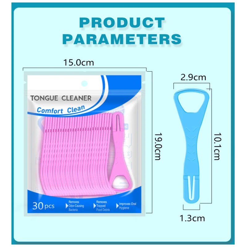 30PCS Disposable Plastic Tongue Scrapers Travel Size for Fresh Breath and Oral Hygiene