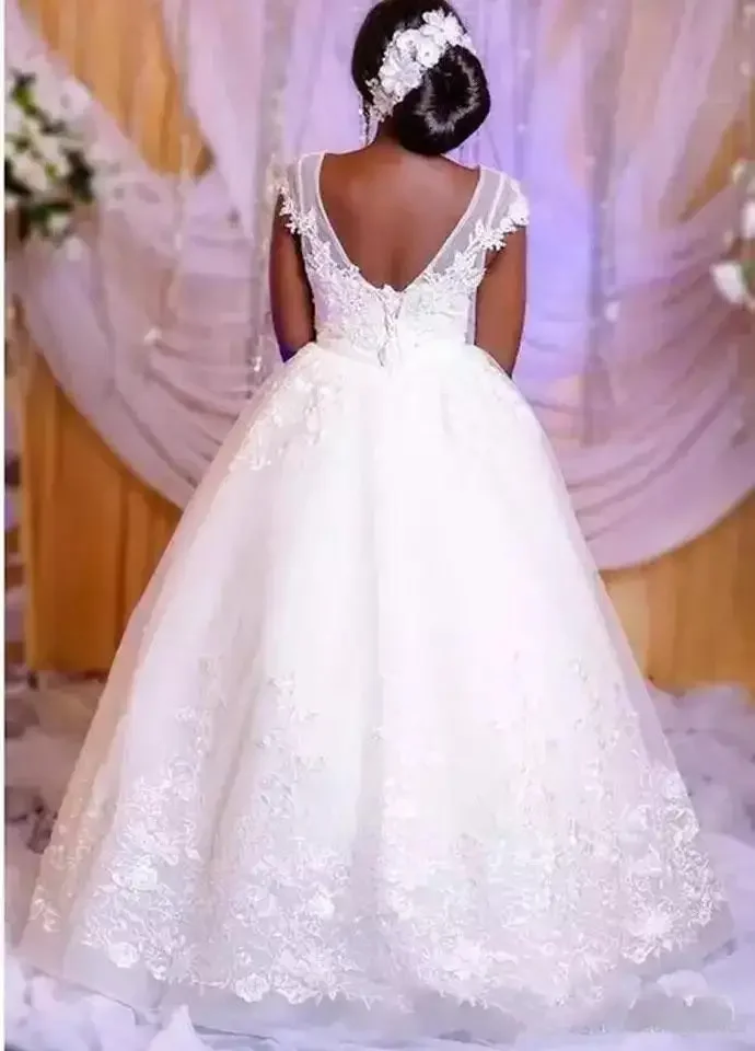 Personalizar vestidos de casamento de tule vestido de noiva renda applique até o chão colher pescoço sem mangas feito sob encomenda frisado capela princesa