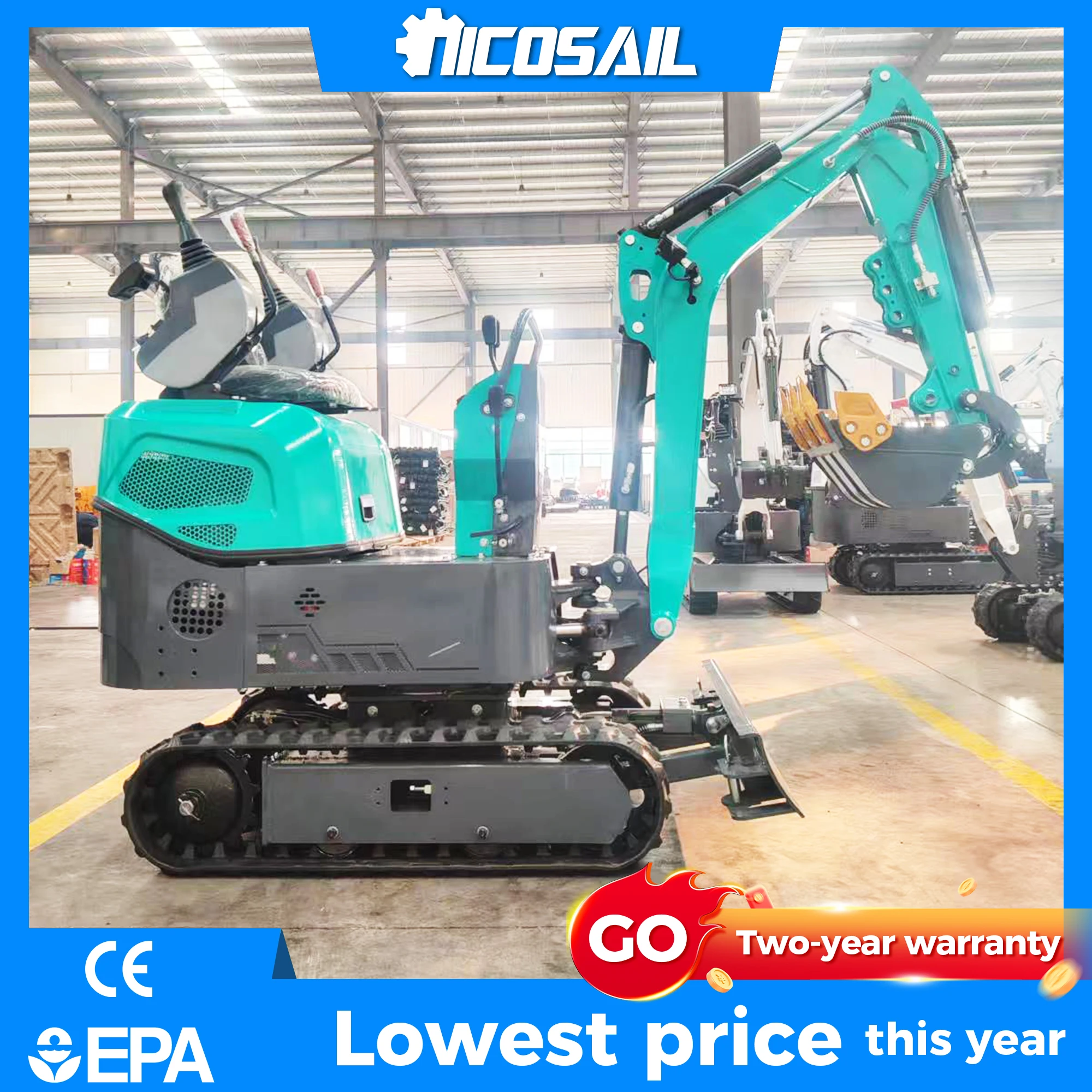 

Free Shipping Door to Door Micro Excavator 1.2 Ton Hydraulic diesel Agricultural Mini Digger Crawler Excavator