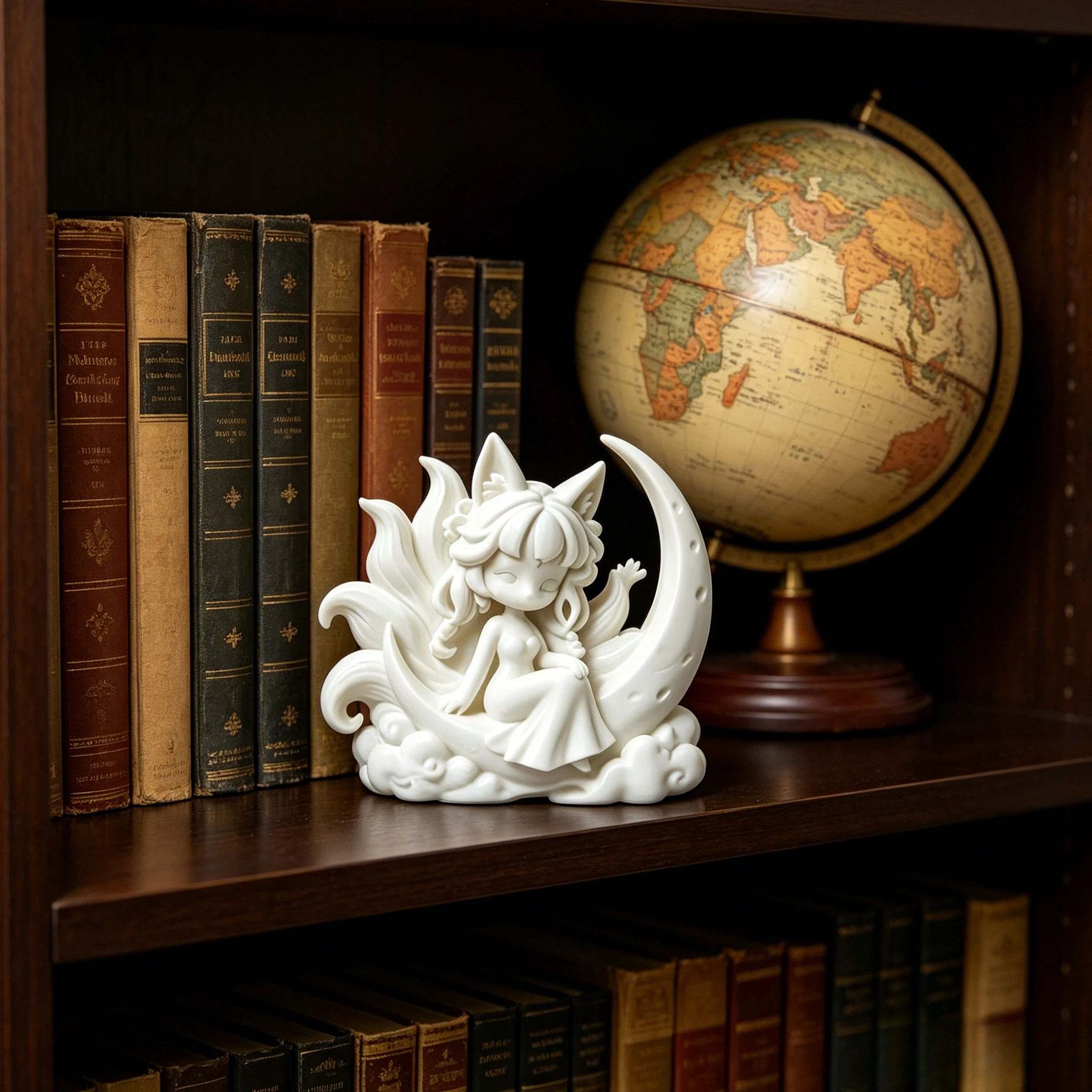 Nine Tailed Fox Fairy Figurine Statue Cute 3D Ornament Decor Gift for Friend Office Desk Bedroom Daily Tabletop Craft Display