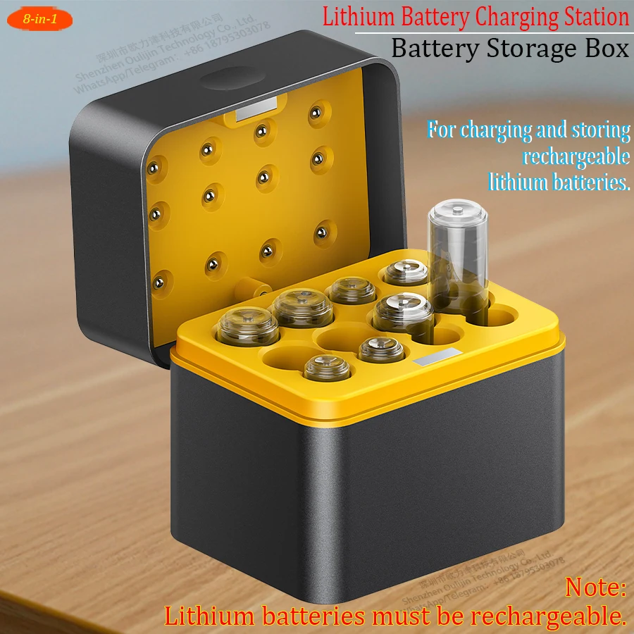 

Станция зарядки литиевых аккумуляторов, складское зарядное устройство, футляр для хранения 8 аккумуляторов в 1 для литиевых аккумуляторов AA и AAA 1,5 В