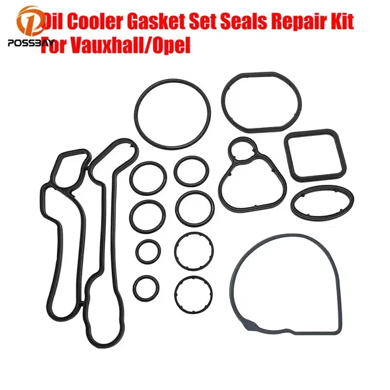 15Pcs Car Engine Oil Cooler Gasket Seal Repair Kit Black 55355603 For Vauxhall/Opel Insignia A/Mk1 1.6/1.8Petrol 2008 2009-2017