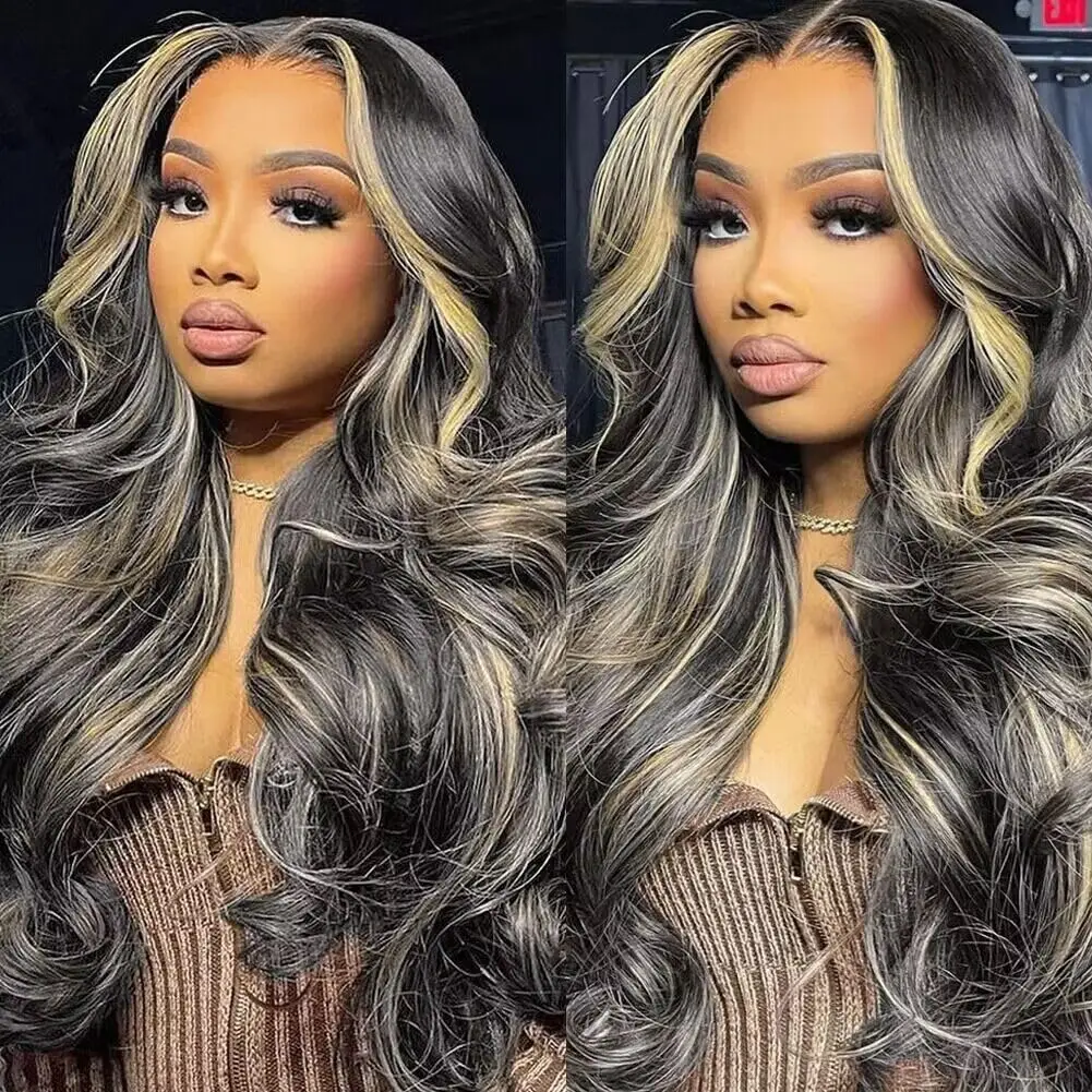 1B/27 Ombre Highlight Blonde Colored 13x4 Hd Lace Front Wig Human Hair 30 Inch Body Wave Human Hair Wigs Pre Plucked for Women