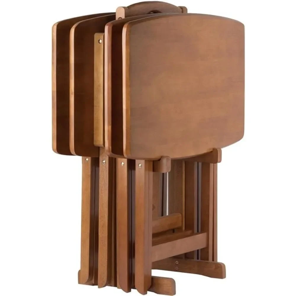 Transitional Style Oversized Solid Wood Snack Table Set with 24W x 12D Dimensions, Featuring Curved Sides and Rounded Corners, I