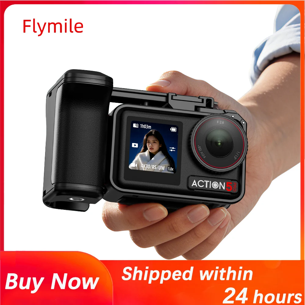Poignée de prise de vue en extérieur Flymile PC, pour cage en plastique standard DJI Osmo Action 5 Pro/4/3, poignée pour accessoires DJI Action 5 Pro