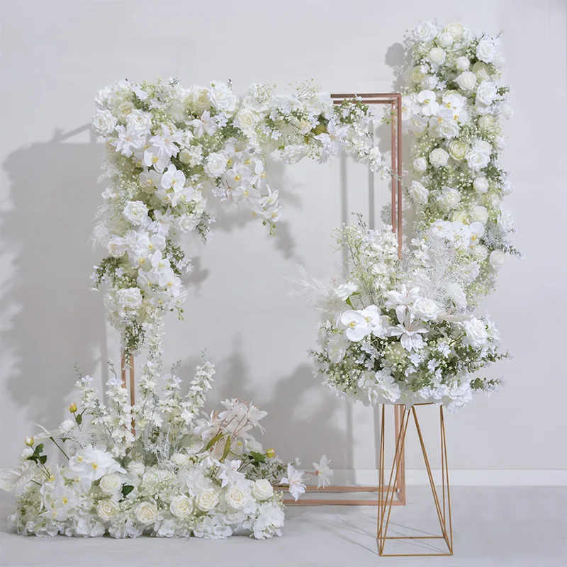 

Wedding Arch Arrangement Artificial Flowers Hydrangea Baby Breath Flower Row T-Stage Decor Road Leading Flower Ball Photo Props