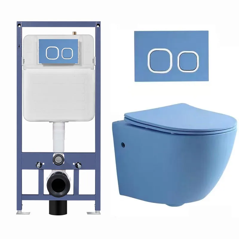 Luxury Modern Bathroom Easy-Cleaning One Piece HDPE Wall Hung Toilets Concealed Tank 5-Year Warranty Many Colors