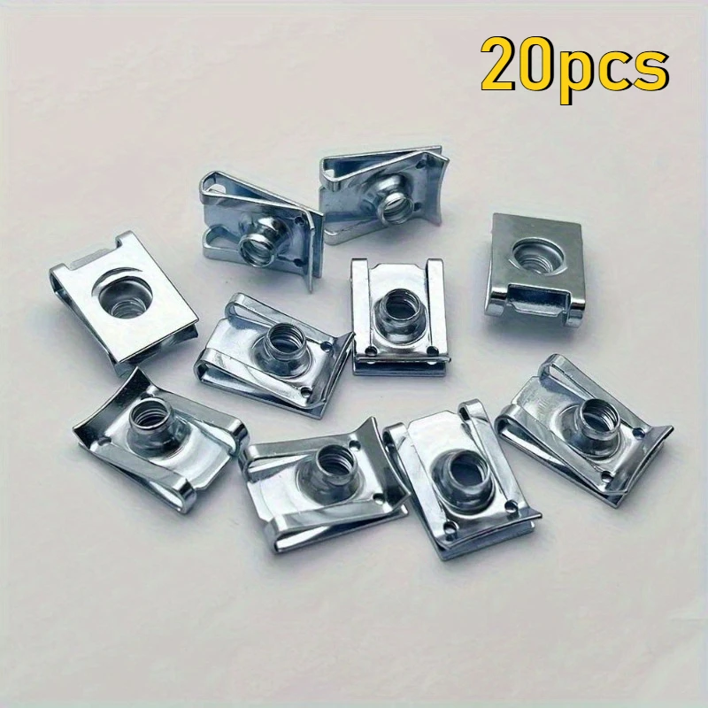 20pcs M8 M6 M5 M4 U Type Clips with Thread 8mm 5mm 6mm 4mm Reed Nuts for Car Motorcycle Scooter ATV Moped