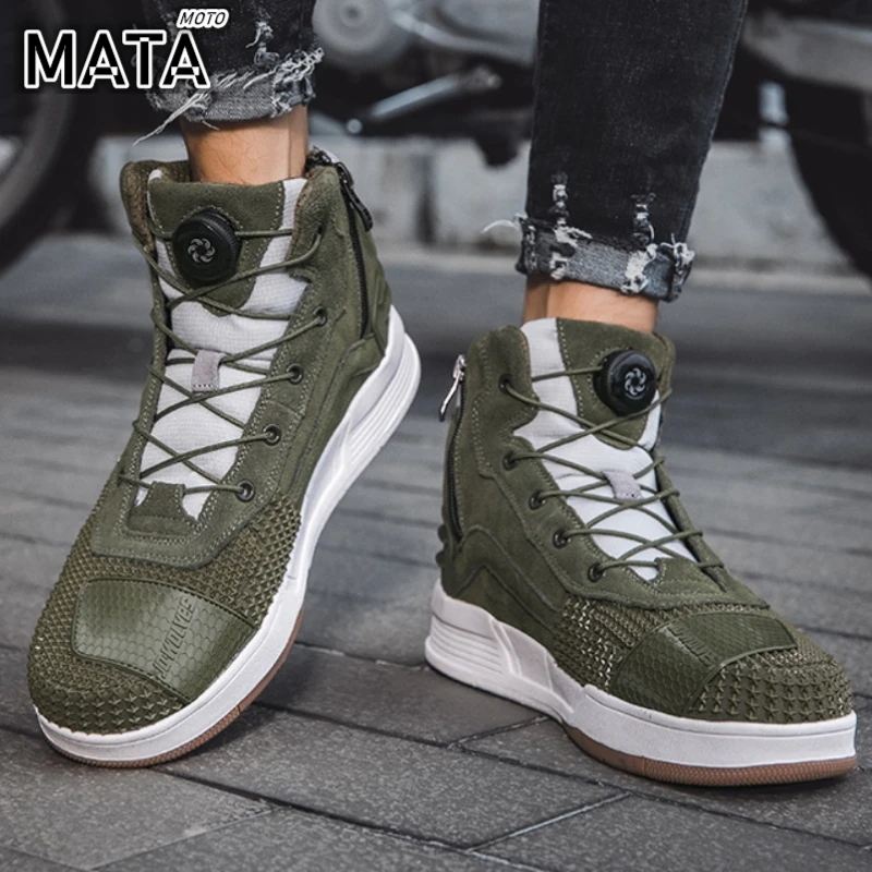 

HOT Motorcycle Shoes Daily Commuting Riding Men Boots Casual Rides Flat Shoes Anti-collision Protection Outdoor Activities
