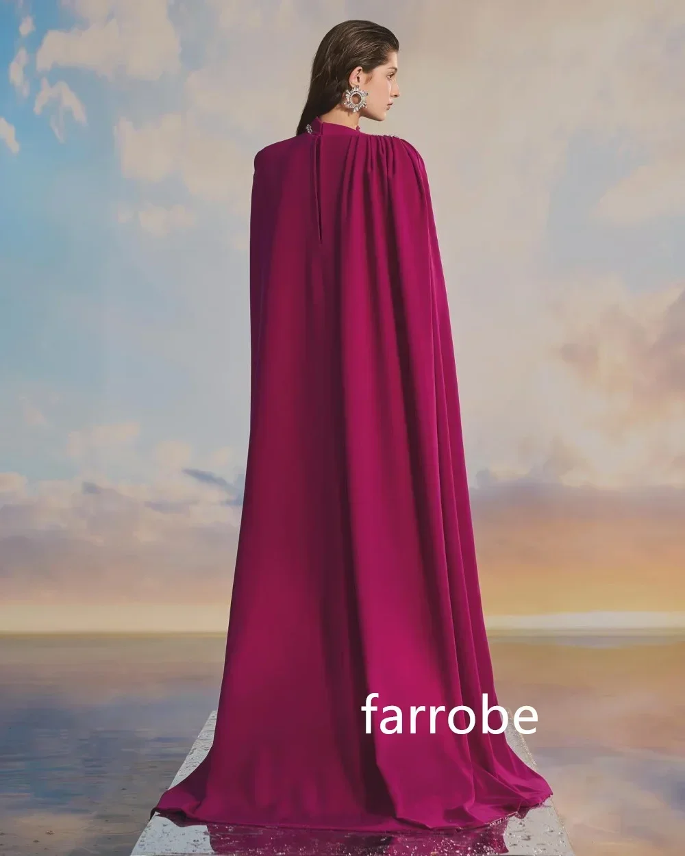 Customized Fashion Jersey Sequined Pleat A-line High Collar Midi Dresses Cocktail Dresses Classic Exquisite Modern Style Chines