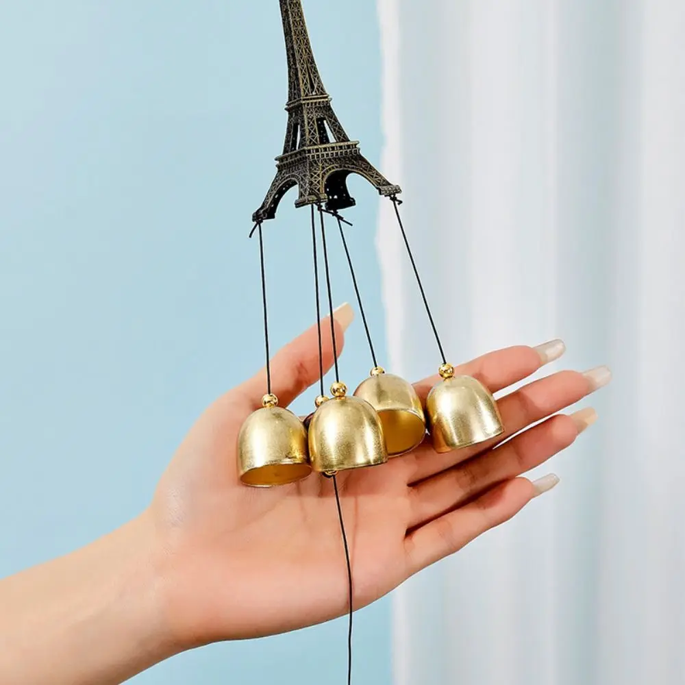 Photography Props Retro Eiffel Tower Wind Chimes Realistic Hanging Metal Windchimes Handmade Metal Wall Hanging Bell Balcony