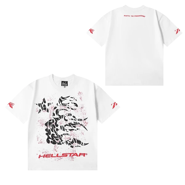 تي شيرت Hell Star Thorn للرجال والنساء ort Sve تي شيرت صيفي مطبوع بنمط هندسي فضفاض مناسب مستدير Ne Cotton High Street Sle #2