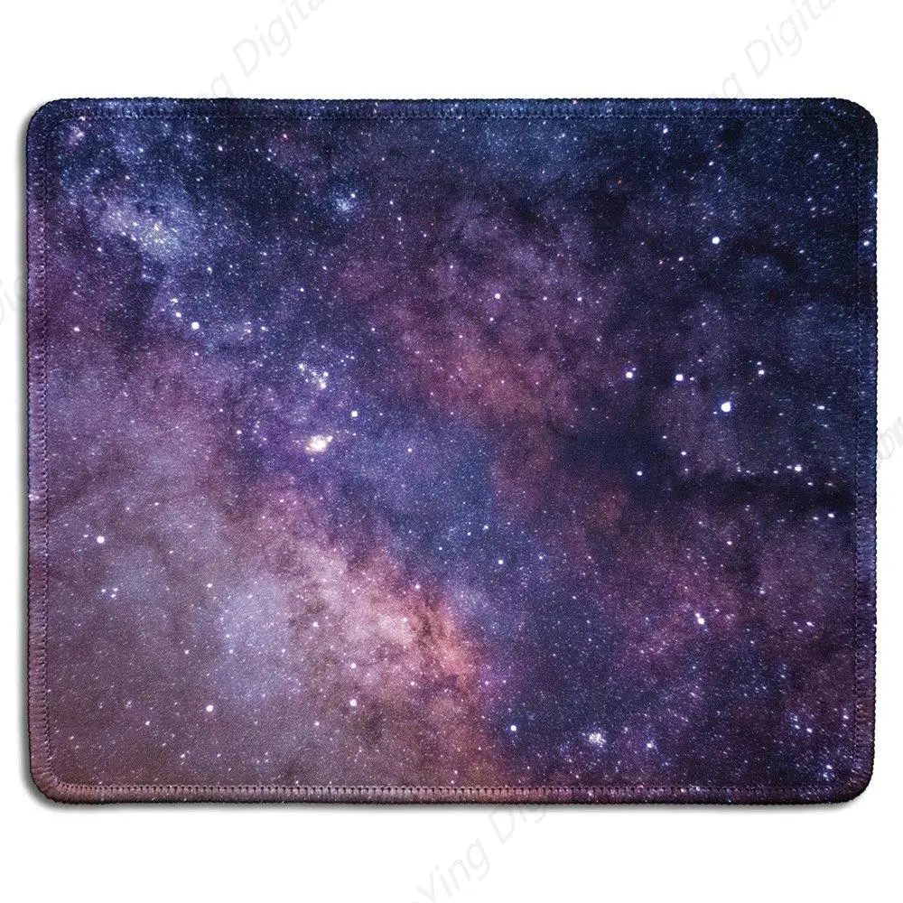 Tapete de mouse antiderrapante de borracha artística com estrada de leite via láctea noite estrelada foto costura borda computador escritório mouse pad