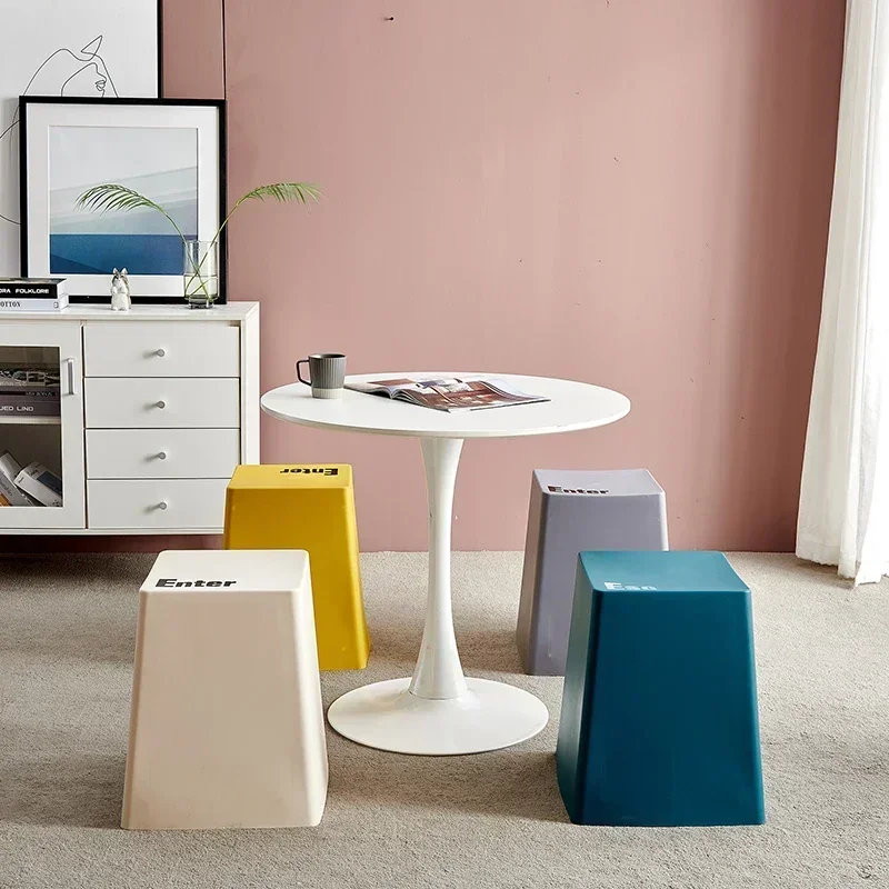 #Nordic Style Home Living Room Plastic Thickened Dining Table Bench Restaurant Dining Plastic Square