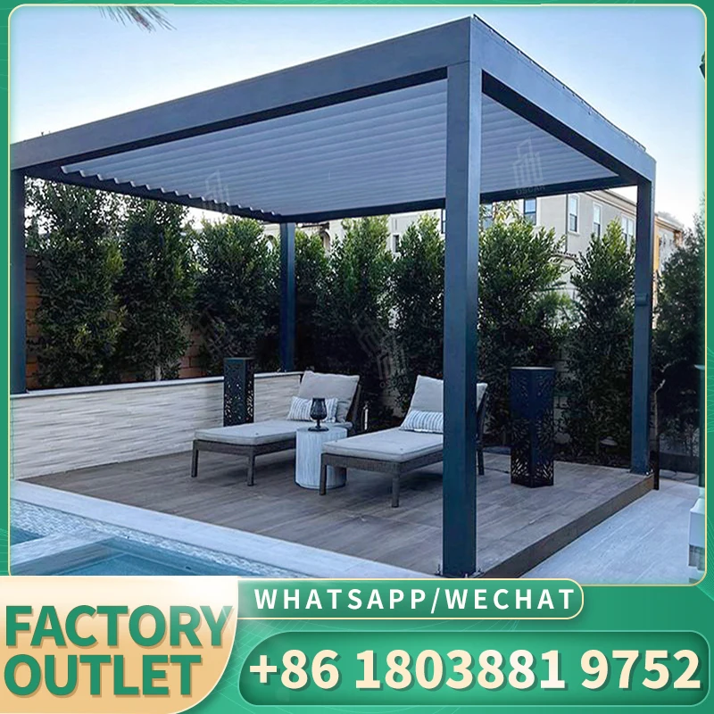 Outdoor Living Space Waterproof Canopy Balcony Louvered Gazebo Patio Cover for Garden Yard Automatic Pergolas