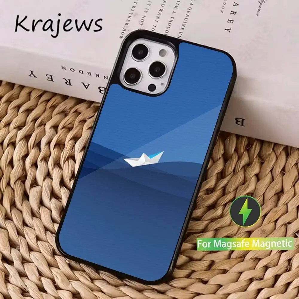 حافظة هاتف كرتونية على شكل قارب إبحار لهاتف آيفون 16,15,14,13,12,11,Pro,Max,Plus,Mini,Magsafe,حافظة شحن لاسلكية مغناطيسية