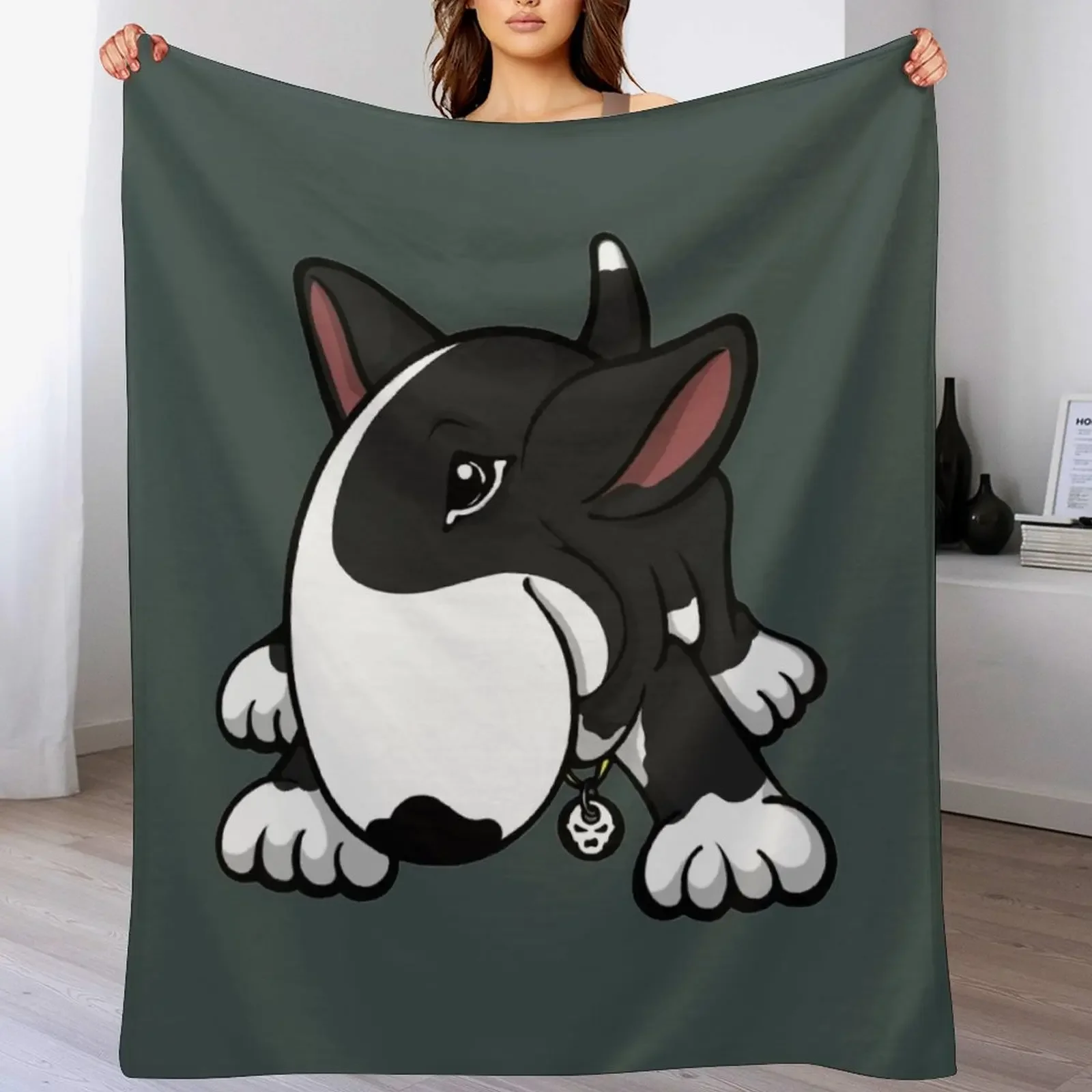 Let's Play English Bull Terrier Black Throw Blanket Thin Soft Blanket for Summer Night Sleeping