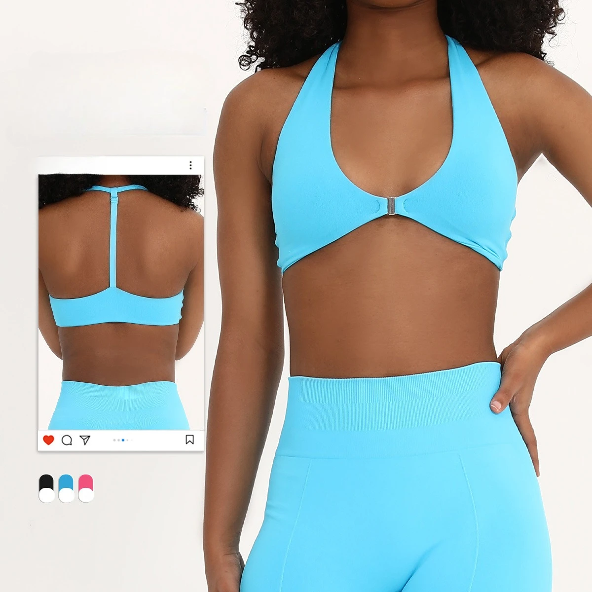 

Mileegirl V Neck Yoga Bras for Women Detachable Pads Halters Push Up Sports Crop Tops T Back Design Quick Dry Gym Workout Tops