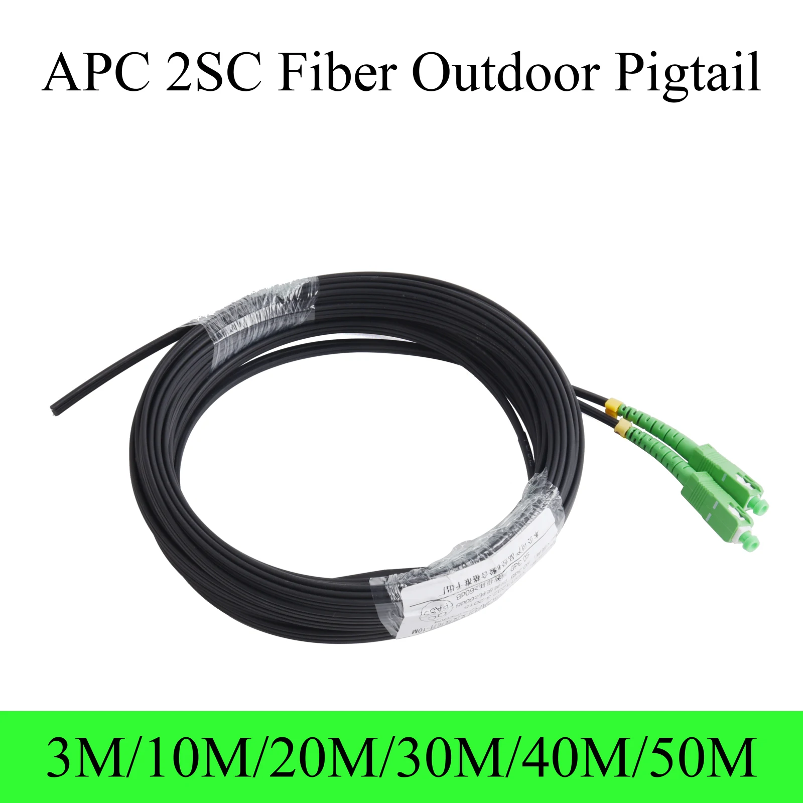 

Fiber Optic Pigtail APC 2SC Optical Cable 2-Core Single-mode Simplex Outdoor Patch Cord Wire 3M/10M/20M/30M/40M/50M