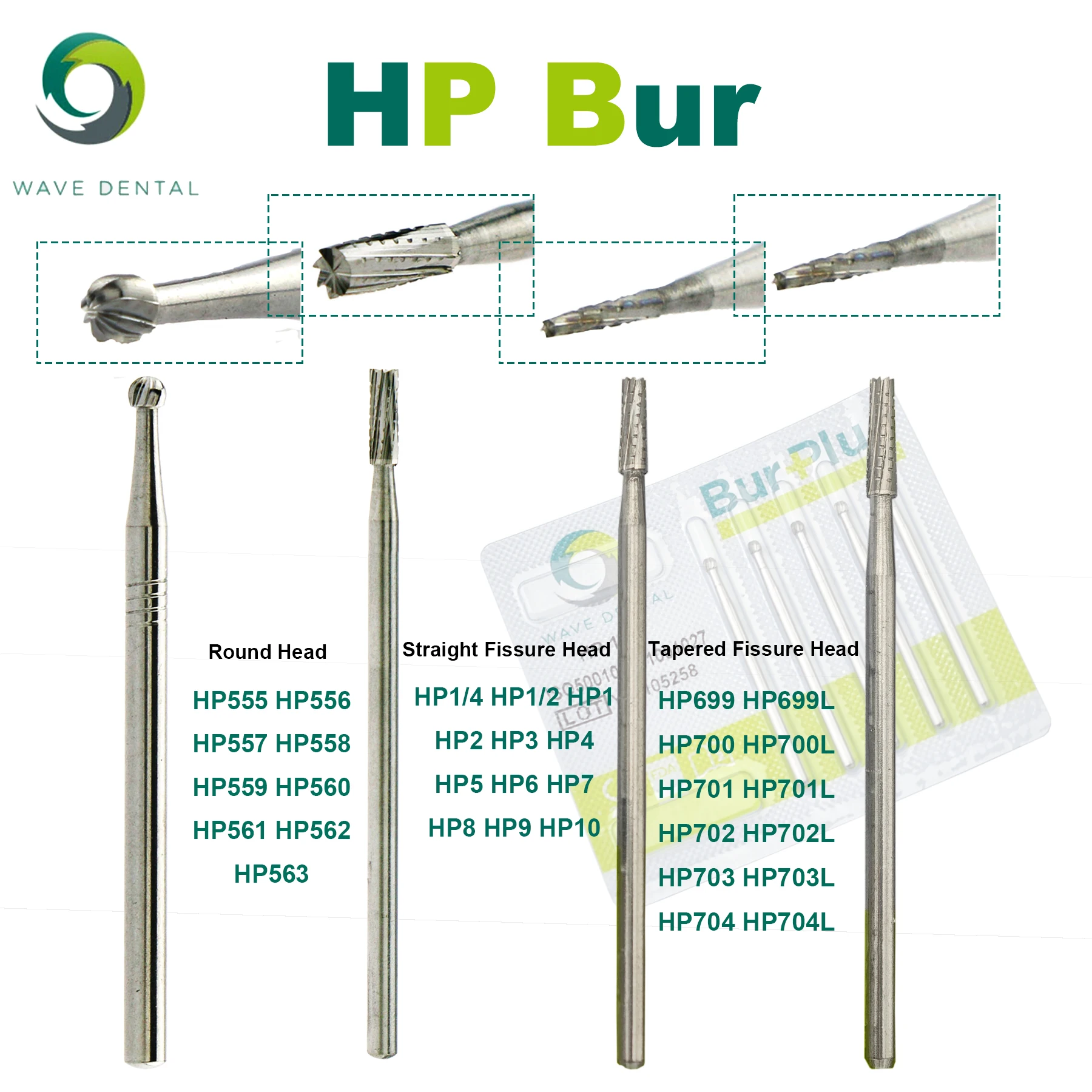 

WAVE Dental Tungsten Carbide Burs HP Series Low Speed Bur Dentistry strawberries for Straight Nose Cone Handpiece Dentist Tools