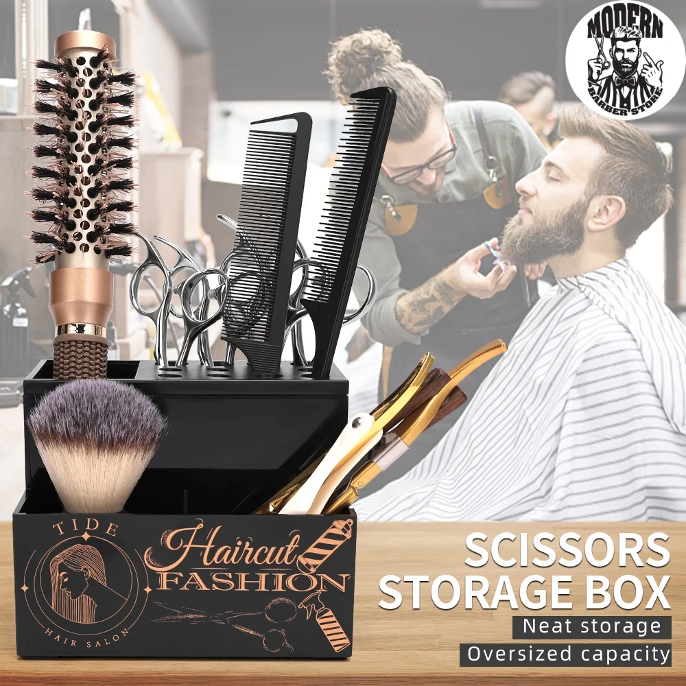 

Hairdressing Large Capacity Hair Scissors Organizer Barber Display Box Hairbrush Storage Case Haircut Rack Home Storage Tools