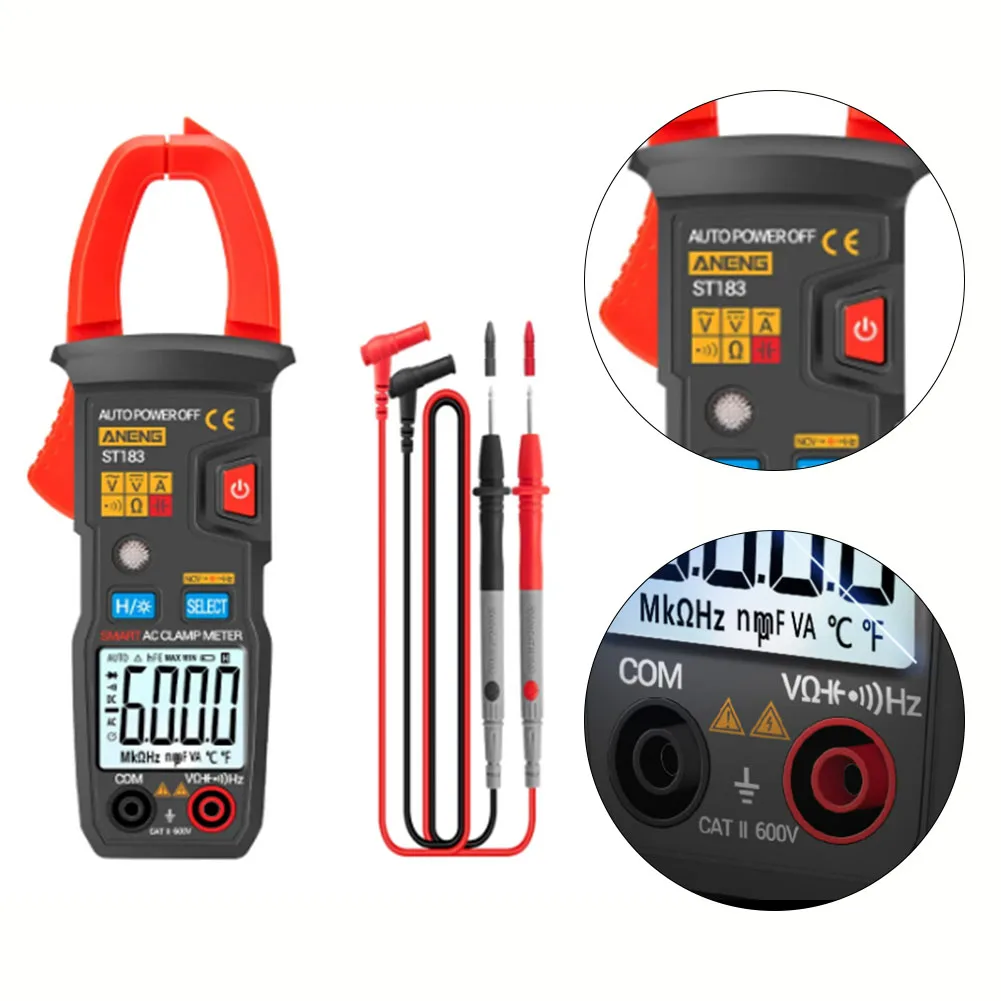 ANENG ST183 Stroomtang Digitale Multimeter 600A DC/AC Spanning 6000 Telt Met Achtergrondverlichting Ampere Tester NCV Ohm Test