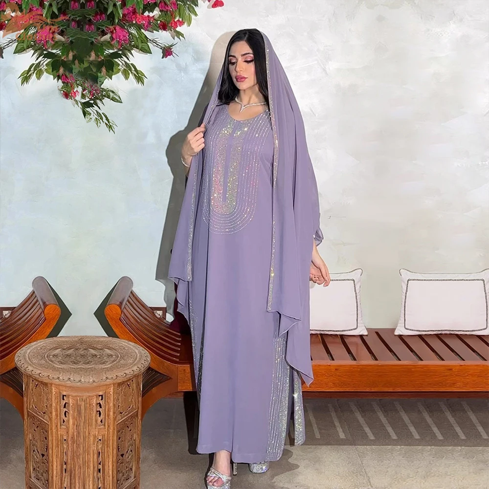 Luxury Middle East Muslim Hijab Abaya Dress for Women Eid Arab Femme Party Jalabiya Islamic Turkey Dresses Moroccan Caftan Robe