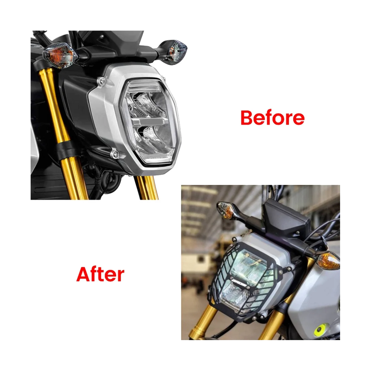 Motocicleta Farol Protector Guard, Head Light Lamp Grille, Shield Protection Cover para Honda MSX125 GROM 125SF 21-23