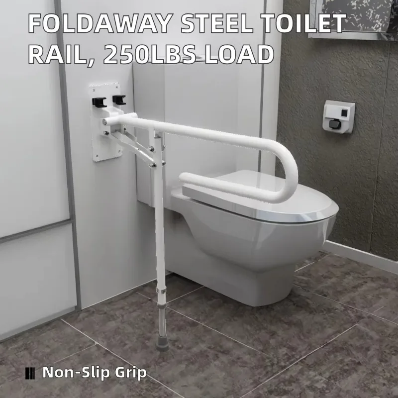 bathroom accessories Modern Stainless Steel Aluminum Foldaway Toilet Rail Handrail CE Certified 200lbs Capacity Anti-Slip Featur