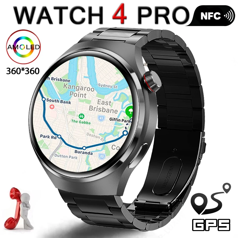 

2025 Новые мужские умные часы NFC Watch GT Pro GPS 360*360 HD Экран AMOLED Сердечный ритм BT Мониторинг здоровья Женские умные часы