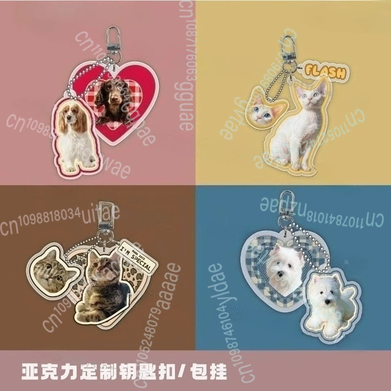 Ekskluzywna personalizacja zdjęć, akrylowy brelok z własnym zdjęciem psa lub kota do zawieszenia na torbie